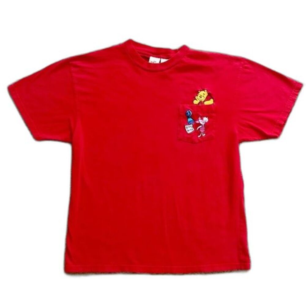 Vintage 90s The Disney Store Red Embroidered Winnie the Pooh T-Shirt Size XL
